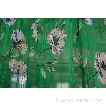 Tissu Dobby 100% polyester à rayures lurex